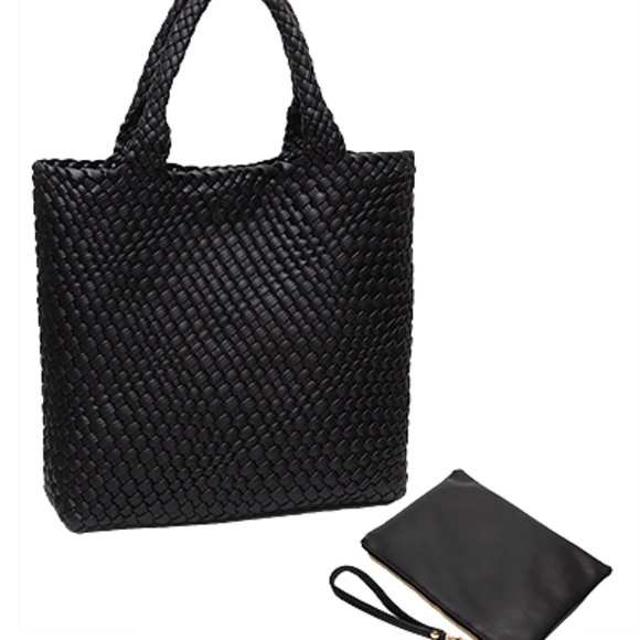 Woven Textured Leather Tote Bag - Picture 3 of 4
